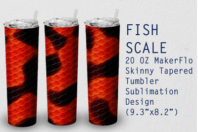 Tumbler Tapered 20 OZ Sublimation Fish scale Wrap Design