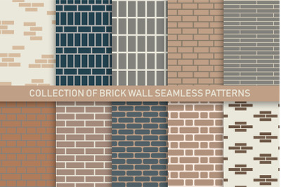 Set of brick wall seamless patterns