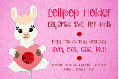 Llama with Heart-Valentine Lollipop Holder SVG