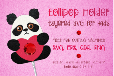 Panda Lollipop Holder - Valentines Template SVG