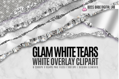 Glam White Tears Clipart