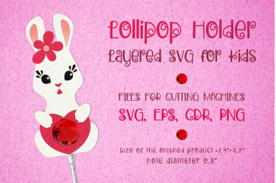 Bunny Lollipop Holder - Valentines Template SVG