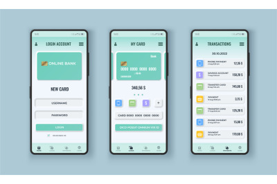 Neumorphism bank app interface design on realistic smartphone screen.