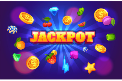 Gambling slot machine winning background with casino symbols. 777 game