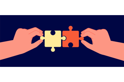 Business cooperation concept. Symbol connecting, puzzle pieces in two