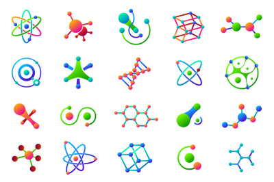 Connected molecules. Structure molecule, logo medical science. Isolate