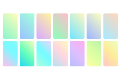 Pastel gradient set. Beauty turquoise soft gradients&2C; smartphone scree