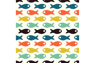 Doodle fishes. Abstract fish pattern. Seamless texture with modern sim