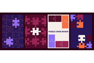 Puzzle covers. Business posters template, pieces puzzles complete. Coo