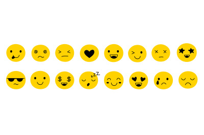 Cute yellow emoticons. Isolated emoticon&2C; emoji social messages charac