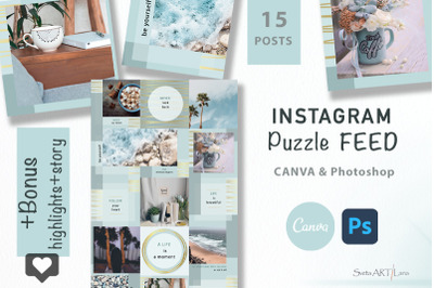 Instagram Puzzle Feed Post Template Canva