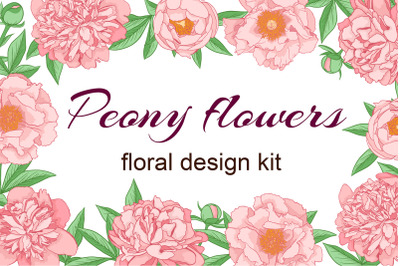 Peony Flowers Design Kit