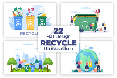 22 Recycle Process Trash Illustration