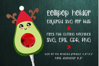 Avocado Christmas Lollipop Holder Template SVG