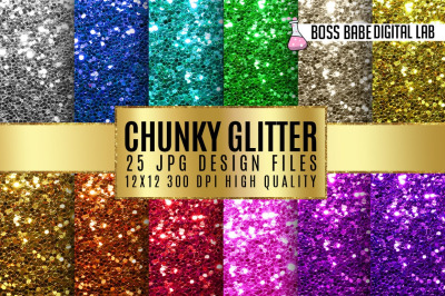 25 Chunky Glitter Digital Papers