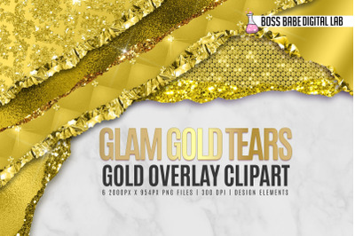 Glam Gold Tears Clipart