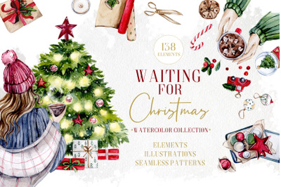 Watercolor Waiting for Christmas Collection
