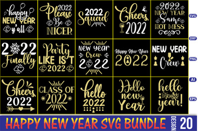 Happy New Year 2022 SVG Bundle