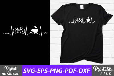 Bicycling and Coffee Lover Heartbeat Svg