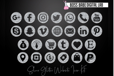 Silver Glitter Website Icon Kit