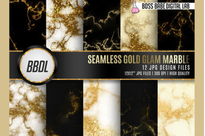 Seamless Gold Glam marble digital paper