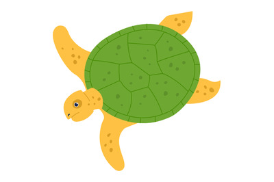 Sea turtle cartoon design style isolated on white