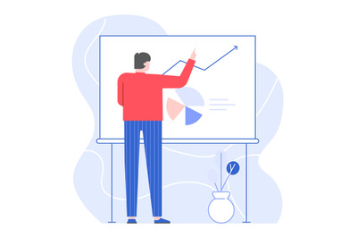 Businessman draw chart on whiteboard, analyze concept