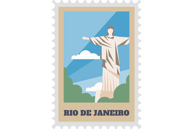 Rio de janeiro postal stamp with statue of jesus