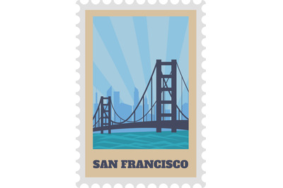 San francisco postal stamp with bridge sight