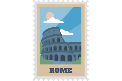 Rome postal stamp tag with sight isolated