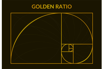 Golden fibonacci number, golden section, spiral proportion poster. Fib