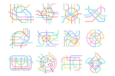 Subway underground scheme, public transportation metro tube maps. Unde