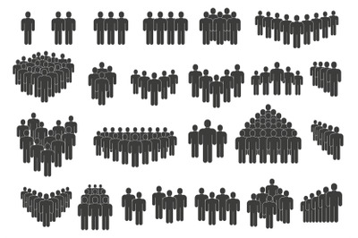 People crowd silhouette, business group or team icons. Social communit