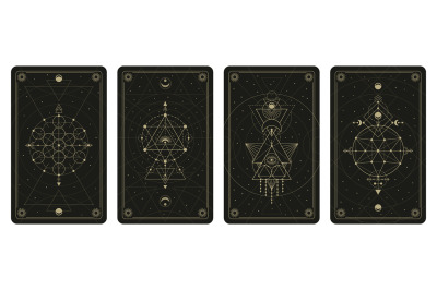 Mystic sacred geometric linear shapes tarot cards. Abstract mystical s