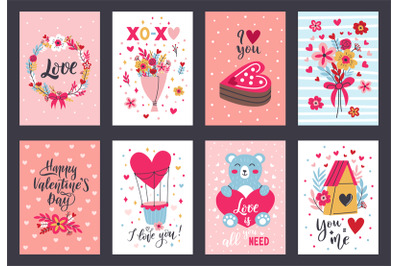 Valentines day cute romantic lovely elements greeting cards. Heart sha