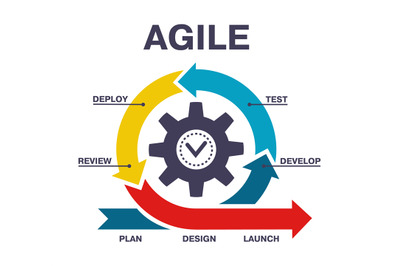 Agile scheme software development process infographic. Software develo