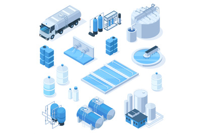 Isometric 3d water purification industrial system technology facilitie