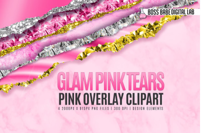 Glam Pink Tears Clipart