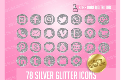 Silver Glitter Icon Kit