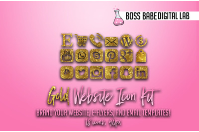 Gold Glitter Website Icon Kit