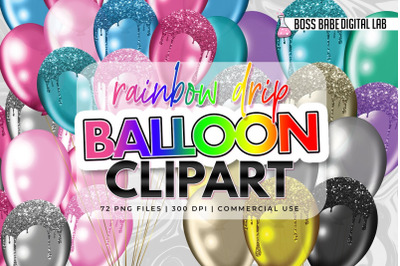 Rainbow Drip Balloon Clipart Clipart: &quot;Balloon CLIPART&quot; Birthday clipa