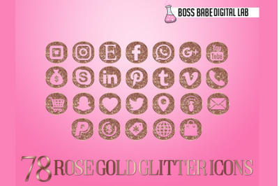 Rose Gold Glitter Icon Kit