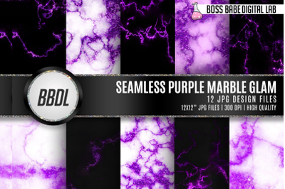 Seamless Purple Glam marble digital paper