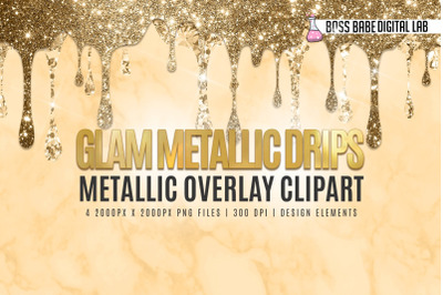 Glam Metallic Drips Clipart