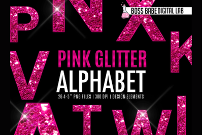Pink Glitter Alphabet Clipart