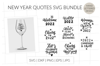 Lets celebrate SVG. New year quotes SVG. New Year card design bundle