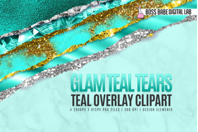 Glam Teal Tears Clipart