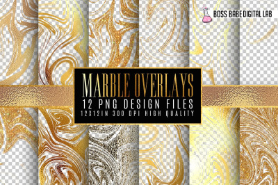 Gold Glam marble overlays digital paper