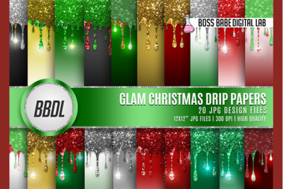 Glam Christmas Double Dripping Digital Papers