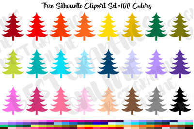 100 Tree silhouette clipart Set Christmas Tress Graphics Set